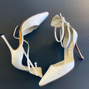 Vintage Manolo Blahnik White Leather Stilettos